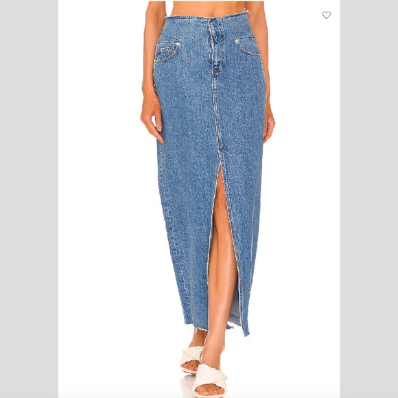 FRAME Cut Off Waist Denim Maxi Skirt - Picture 3 of 9